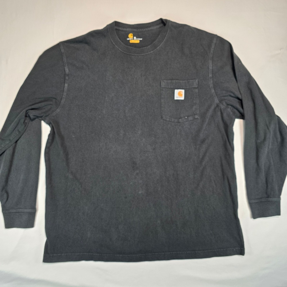Carhartt K126 Mens XL Black Long Sleeve Pocket T-Shirt Original Fit Cotton Work